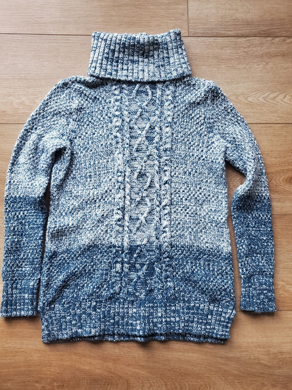 Banana Republic Blue Ombre Cable Turtleneck Sweater, XS